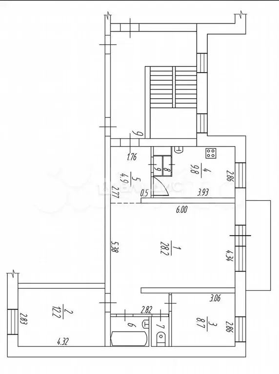 3-к. квартира, 69 м, 3/5 эт. - Фото 0