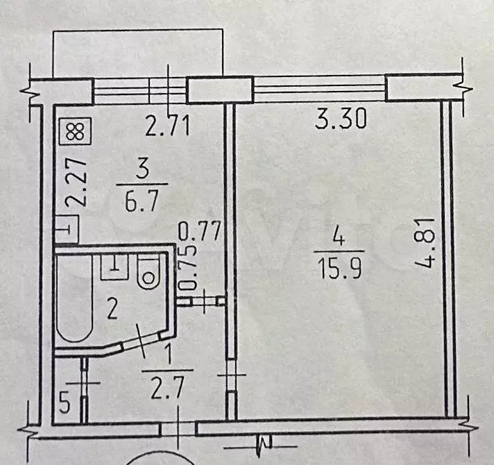 1-к. квартира, 30,2 м, 2/9 эт. - Фото 0