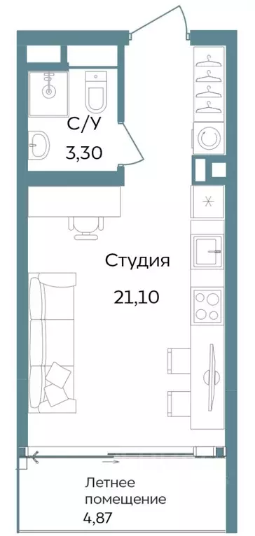 Студия Крым, Саки ул. Морская (29.27 м) - Фото 0