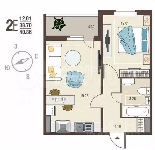 1-к кв. Курская область, Курск просп. Надежды Плевицкой, 29 (35.0 м) - Фото 2