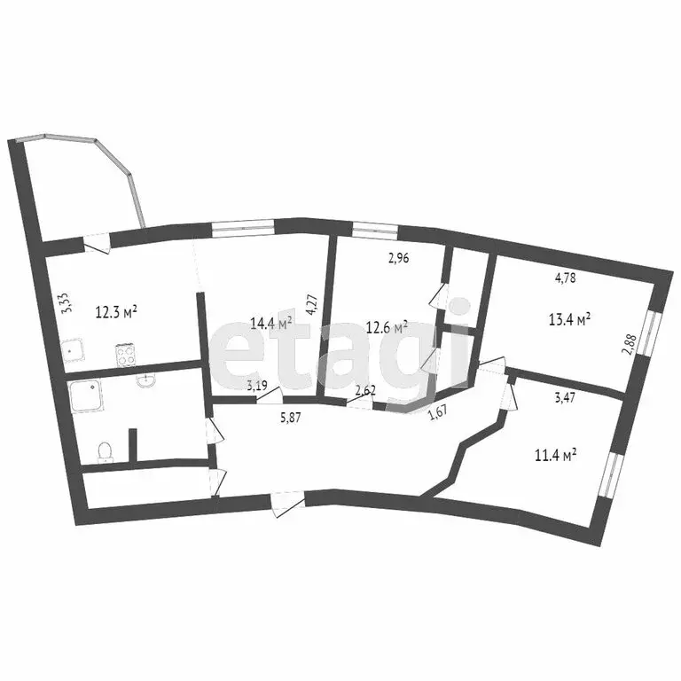 3-комнатная квартира: Сыктывкар, улица Кутузова, 36 (89.5 м) - Фото 1