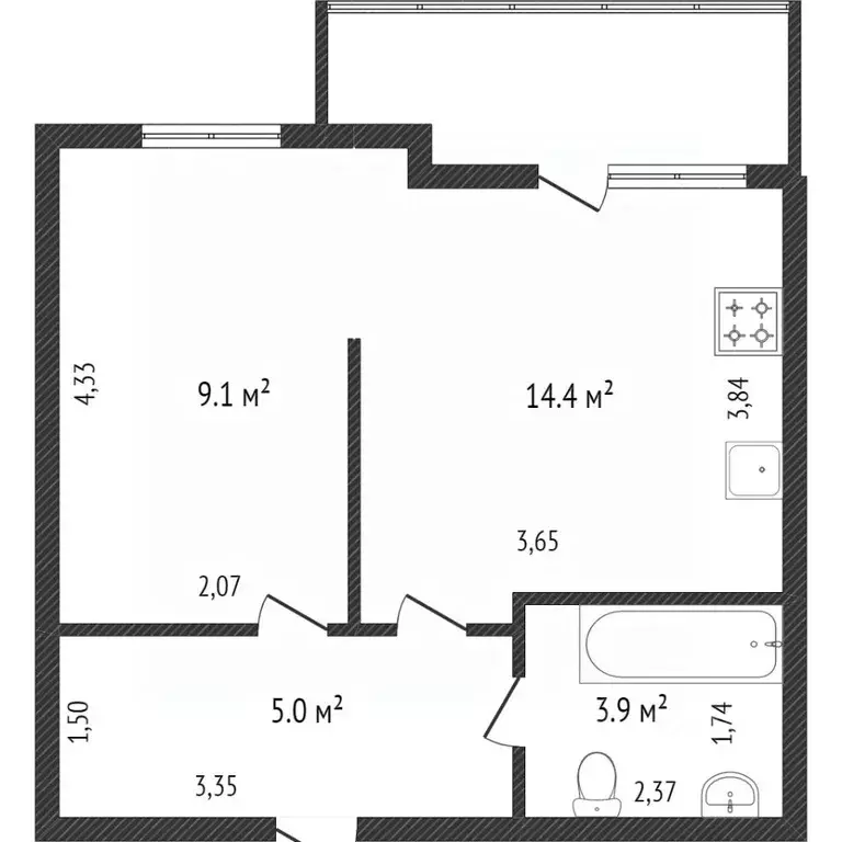 1-к кв. Кемеровская область, Кемерово ул. Серебряный Бор, 4 (32.4 м) - Фото 2