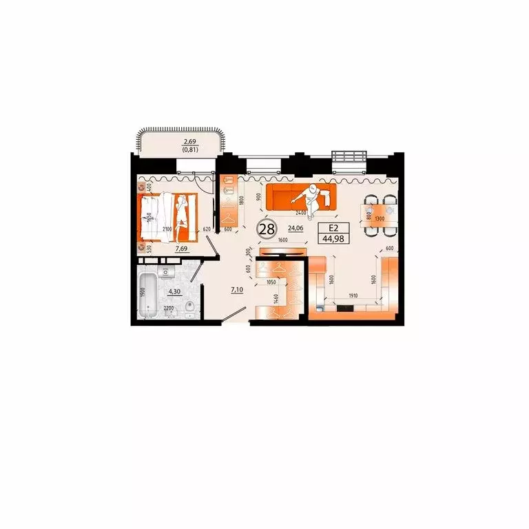 3-комнатная квартира: Владивосток, улица Капитана Шефнера, 25 (44.98 ... - Фото 2