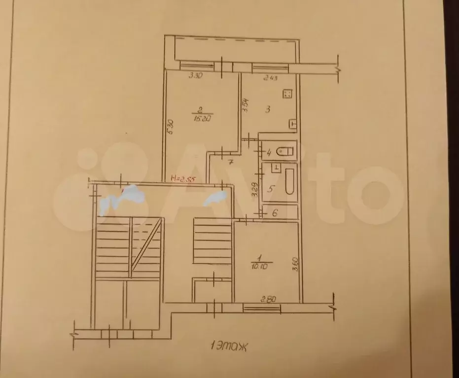 2-к. квартира, 46,7 м, 1/5 эт. - Фото 0