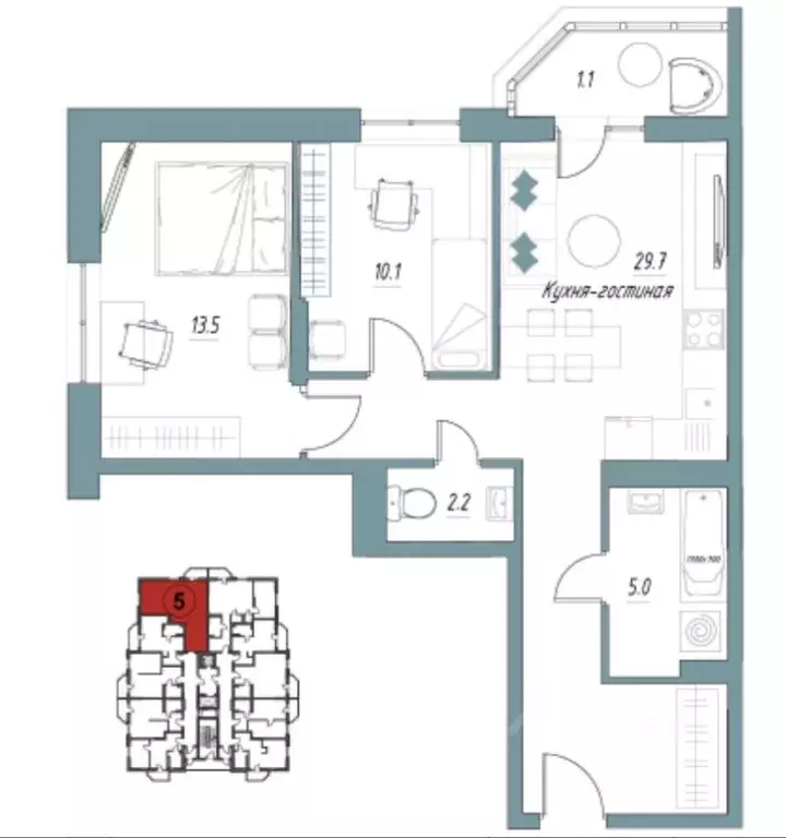 2-к кв. Тамбовская область, Тамбов Свободная ул., 4к4 (61.7 м) - Фото 0