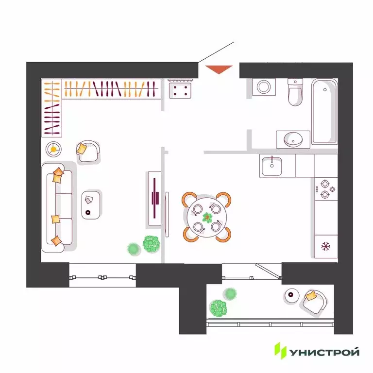 1-комнатная квартира: Тольятти, микрорайон Калина (36.19 м) - Фото 1