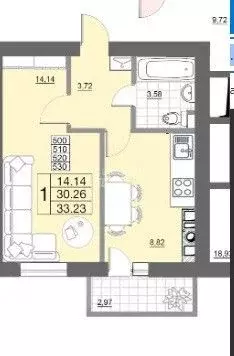 1-к кв. Смоленская область, Смоленск ул. 100-летия Комсомола, 1 (30.3 ... - Фото 2