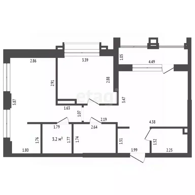 2-к кв. Тюменская область, Тюмень ул. Евгения Войнова, 3 (57.9 м) - Фото 1