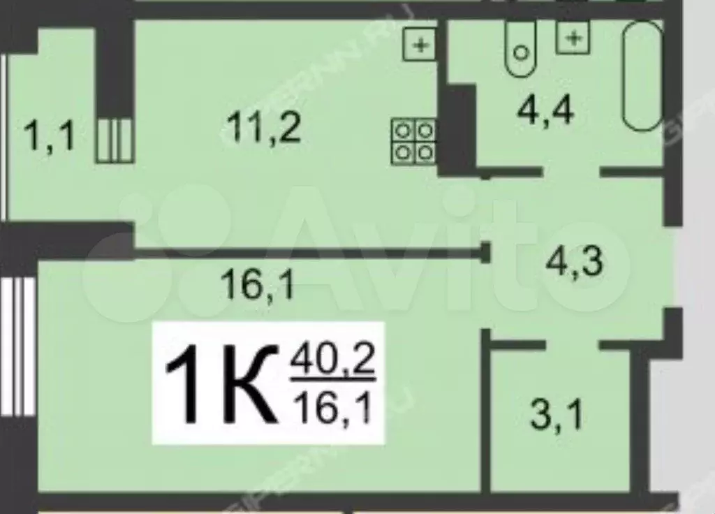 1-к. квартира, 40,2 м, 12/18 эт. - Фото 0