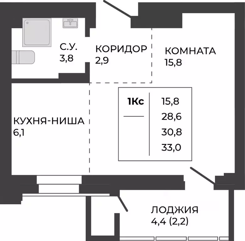 1-к кв. Алтайский край, Барнаул ул. Шумакова, 7к2 (30.8 м) - Фото 0