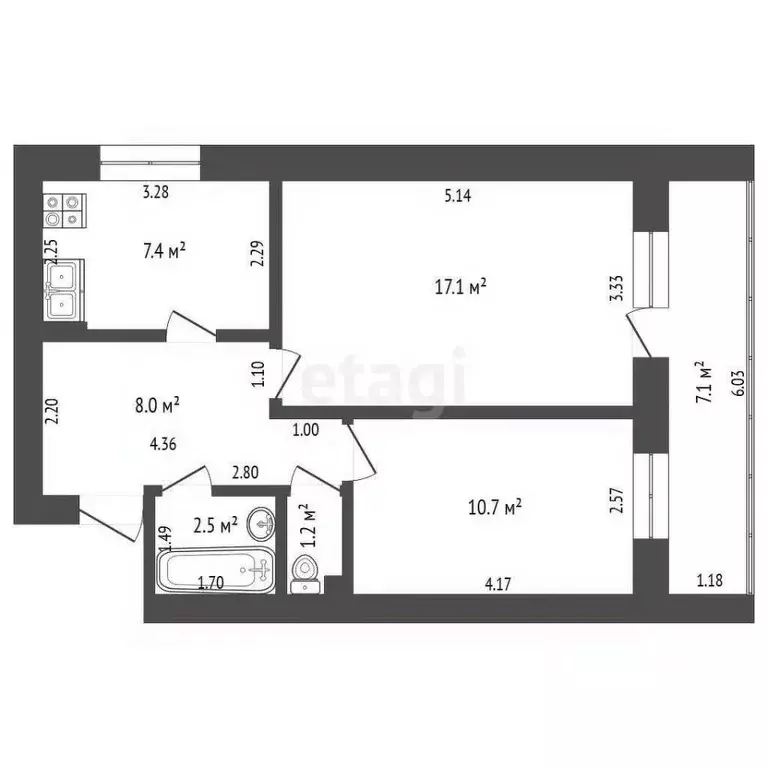 2-к кв. Башкортостан, Стерлитамак ул. Фурманова, 10Б (46.9 м) - Фото 1