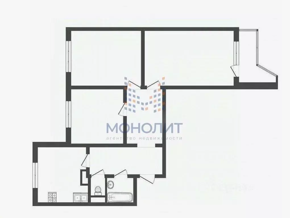 Квартира, 3 комнаты, 72.2 м - Фото 2