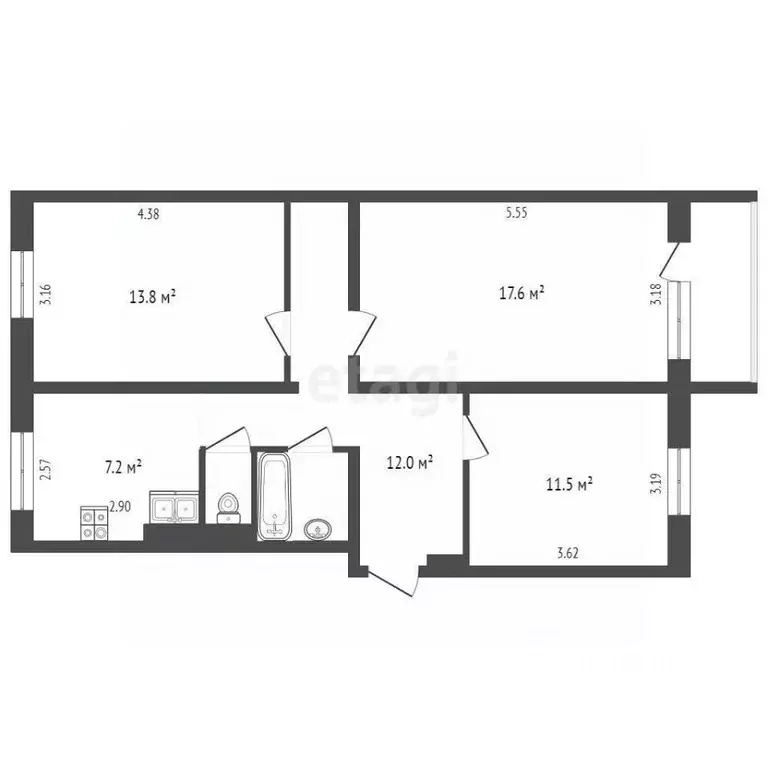 3-к кв. Ямало-Ненецкий АО, Ноябрьск ул. Изыскателей, 38 (65.8 м) - Фото 1