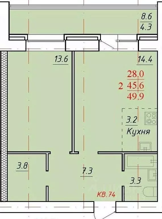 2-к кв. Алтайский край, Новоалтайск Индустриальная ул., 18 (49.9 м) - Фото 0