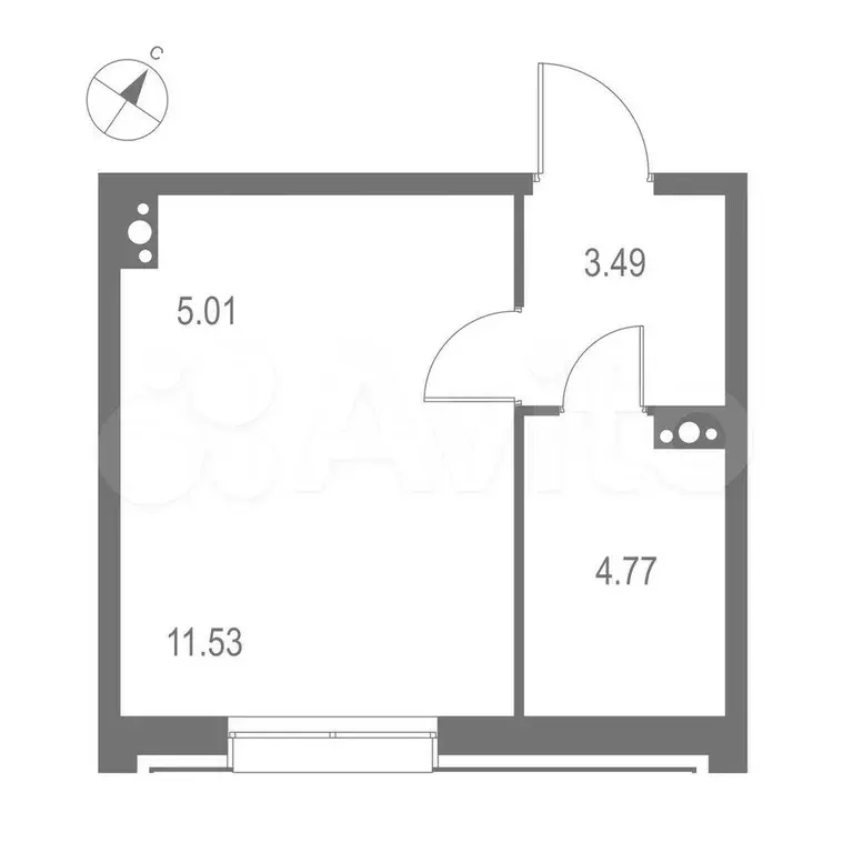 Квартира-студия, 24,8 м, 8/11 эт. - Фото 1