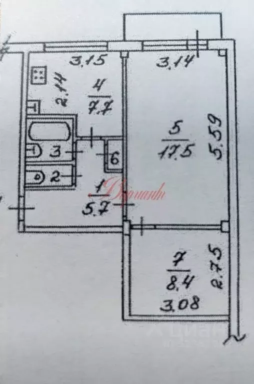 2-к кв. Архангельская область, Северодвинск Северная ул., 3 (43.2 м) - Фото 2