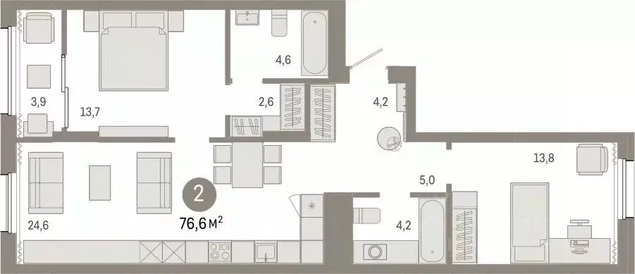 2-к кв. Свердловская область, Екатеринбург ул. Пехотинцев, 2В (76.6 м) - Фото 0