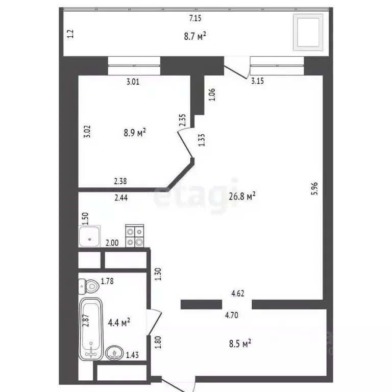 1-к кв. Самарская область, Самара ул. Советской Армии, 238а (60.7 м) - Фото 2