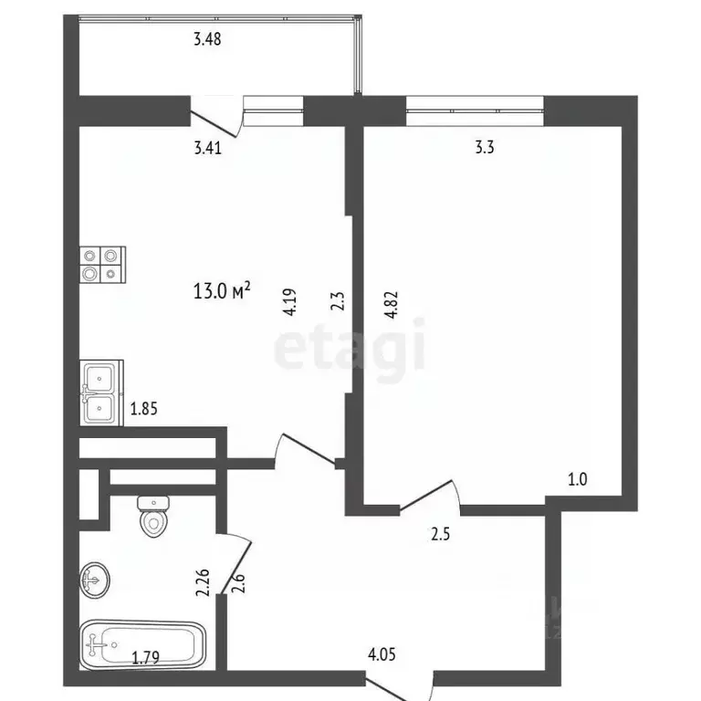 1-к кв. Московская область, Балашиха ш. Косинское, 2 (43.0 м) - Фото 2
