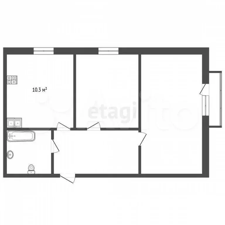 2-к. квартира, 48,2 м, 7/9 эт. - Фото 0