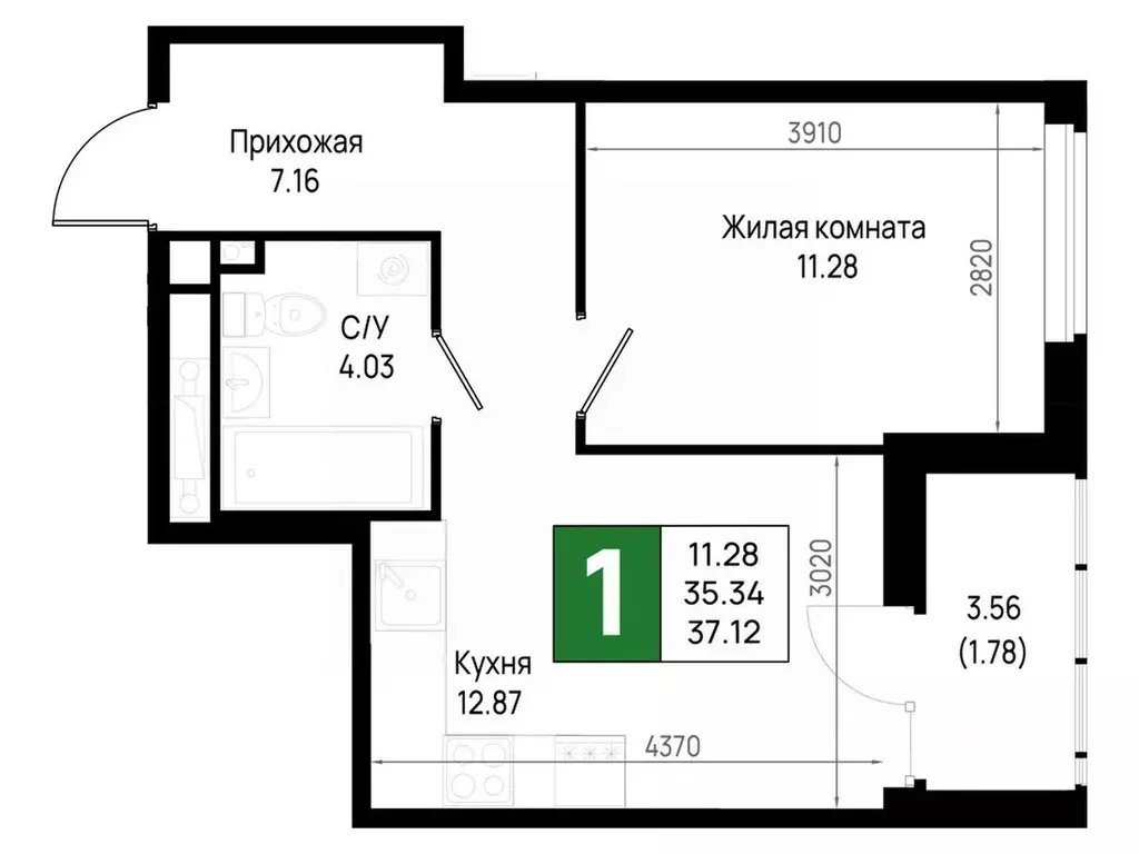1-к кв. Ленинградская область, Всеволожский район, Свердловское ... - Фото 1