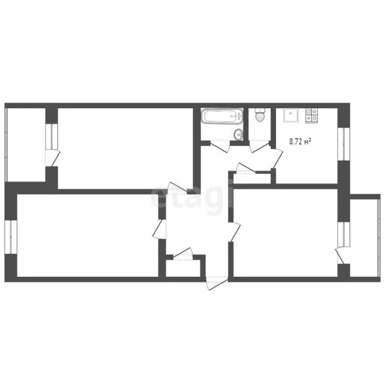 3-к кв. Тюменская область, Тюмень ул. Свердлова, 16 (80.0 м) - Фото 2