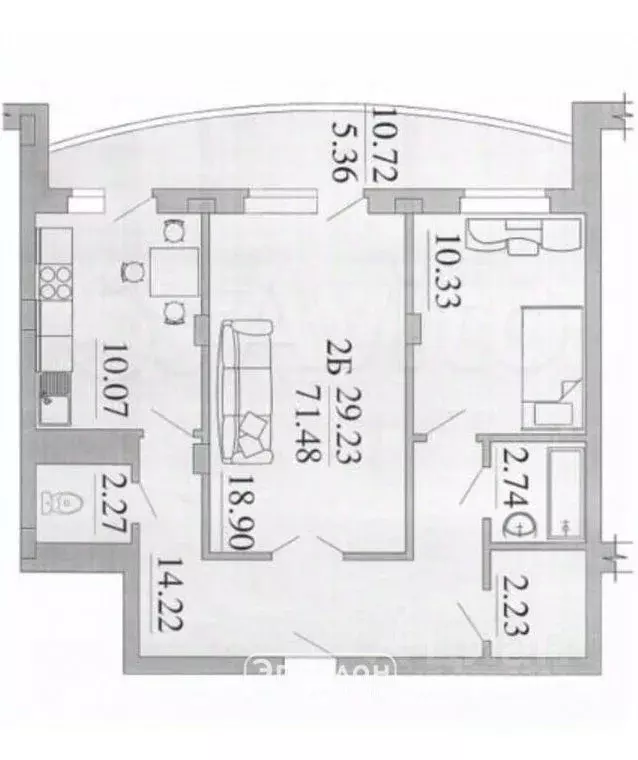 2-к кв. Курская область, Курск Союзная ул., 28А (71.48 м) - Фото 1