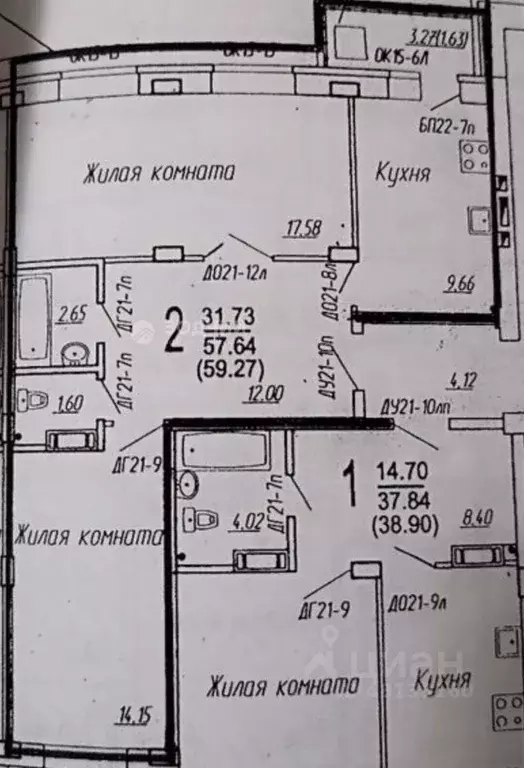 2-к кв. Чувашия, Чебоксары ул. Эльменя, 34 (58.5 м) - Фото 2