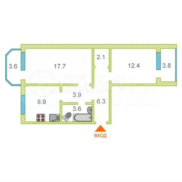 2-к. квартира, 79 м, 6/7 эт. - Фото 0