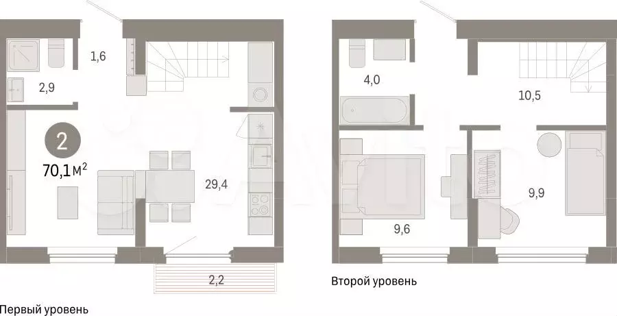 2-к. квартира, 70,1 м, 7/9 эт. - Фото 1