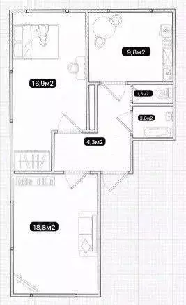 2-к кв. Омская область, Омск ул. Красный Путь, 139 (54.9 м) - Фото 2