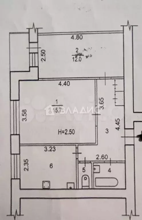2-к. квартира, 46 м, 6/9 эт. - Фото 0