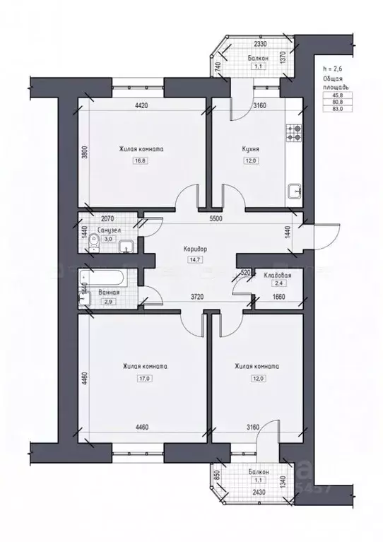 3-к кв. Татарстан, Лаишевский район, с. Габишево Ленинская ул., 8А ... - Фото 1