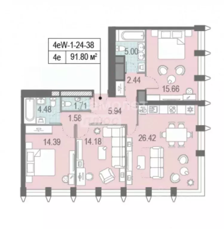 4-к кв. Москва бул. Братьев Весниных, 1 (93.2 м) - Фото 2