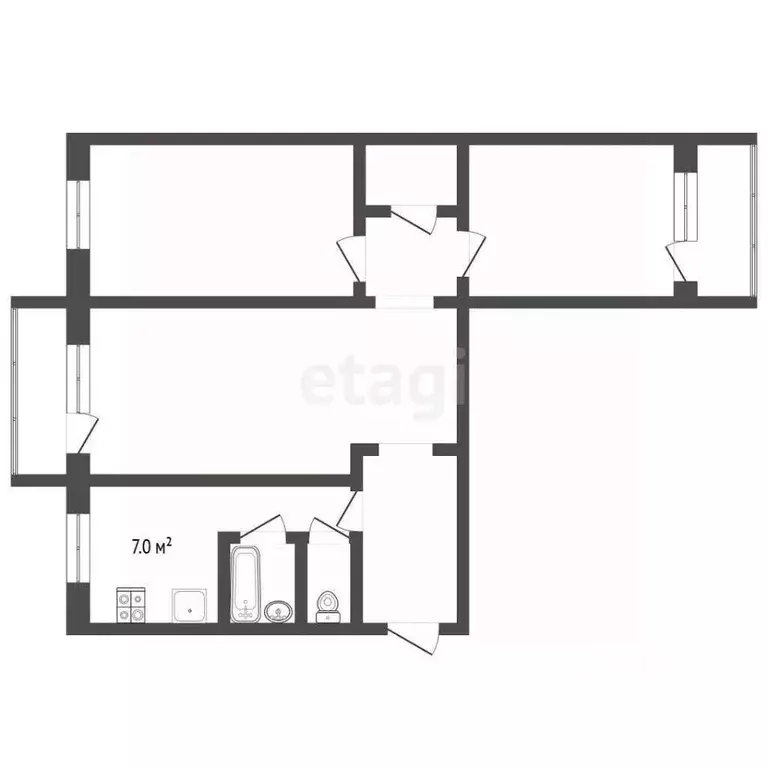 3-к кв. Калининградская область, Калининград Московский просп., 46 ... - Фото 2
