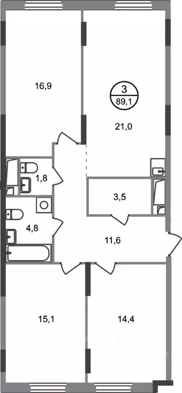 3-к кв. Москва Переделкино Ближнее мкр, 18-й кв-л,  (89.1 м) - Фото 0