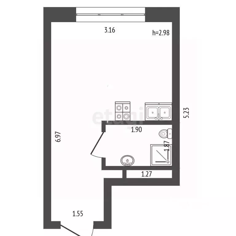 Студия Москва Ильменский проезд, 12 (18.0 м) - Фото 2