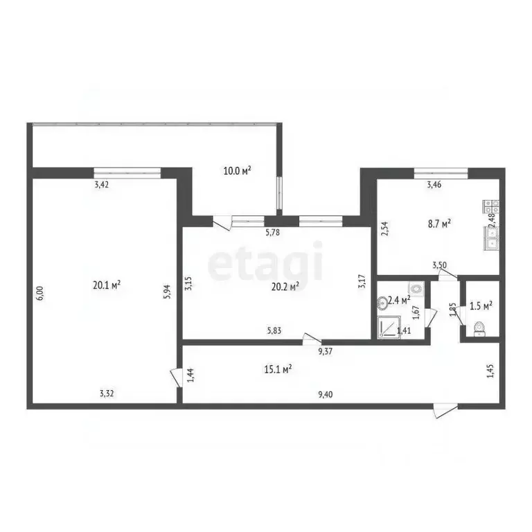 2-к кв. Башкортостан, Стерлитамак Одесская ул., 129 (68.0 м) - Фото 2