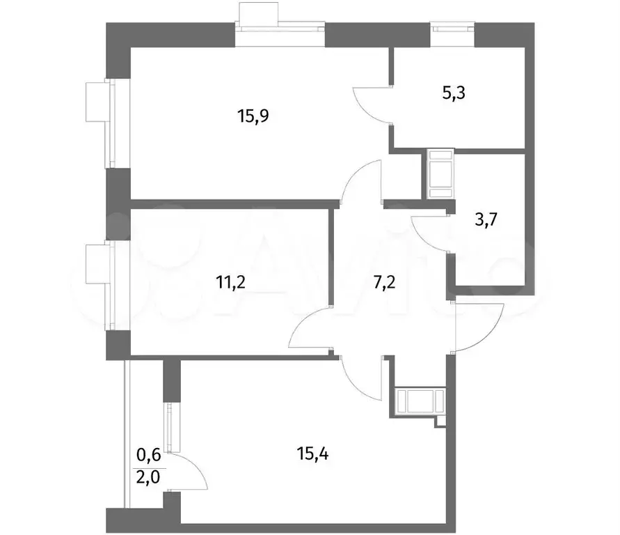 2-к. квартира, 59,2 м, 7/8 эт. - Фото 1