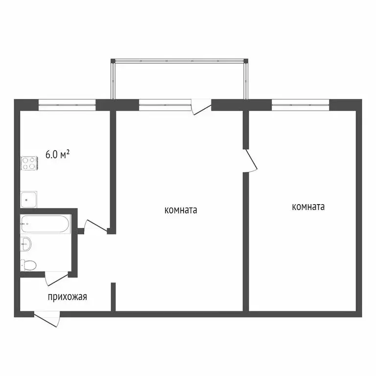 2-комнатная квартира: Кемерово, улица Терешковой, 44 (44.3 м) - Фото 1