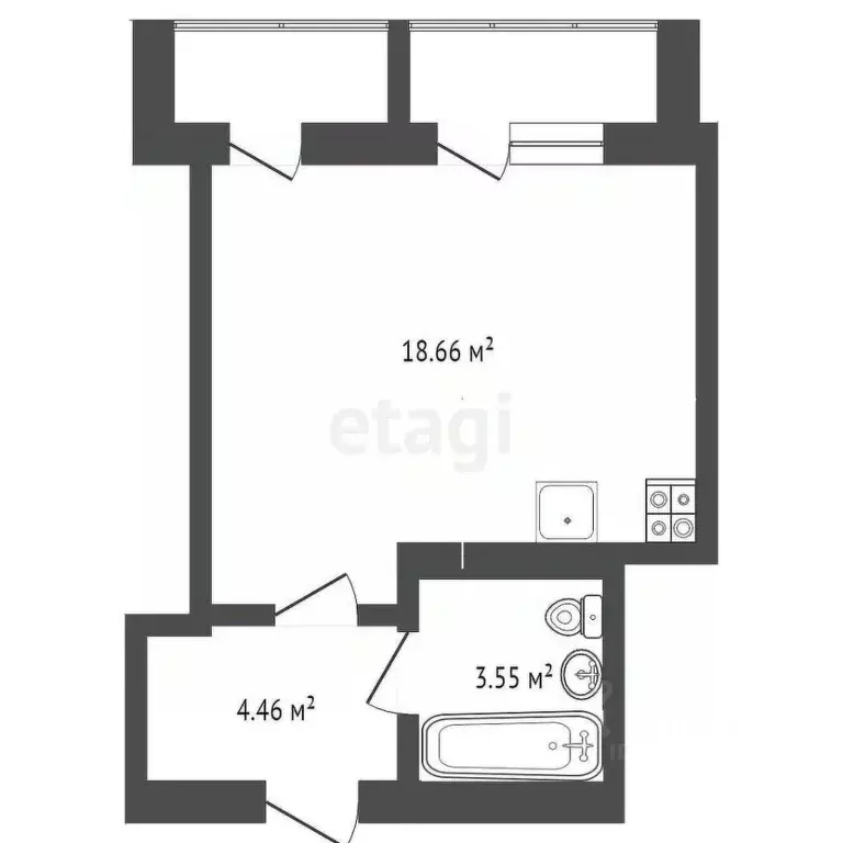 Студия Ростовская область, Аксай ул. Речников, 18к4 (30.0 м) - Фото 2