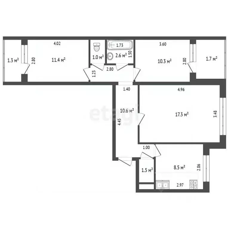 3-к кв. Мордовия, Саранск ул. Н. Эркая, 24к2 (63.0 м) - Фото 1