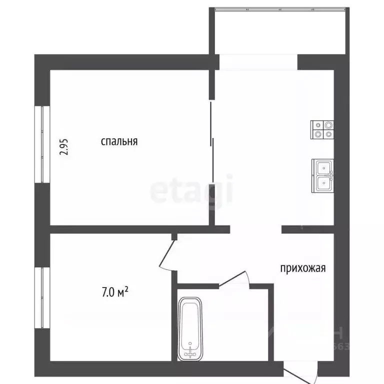 1-к кв. Ханты-Мансийский АО, Сургут ул. Энтузиастов, 42 (30.2 м) - Фото 0