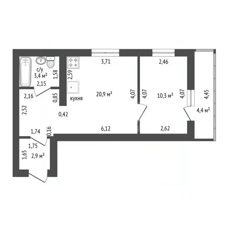 2-к кв. Башкортостан, Уфа ул. Рихарда Зорге, 13/1 (37.5 м) - Фото 2