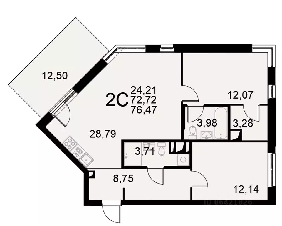 2-к кв. Тульская область, Тула Хлебная пл. (76.47 м) - Фото 0