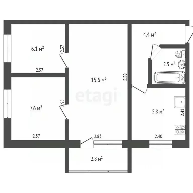 3-к кв. Крым, Саки ул. Гайнутдинова (42.8 м) - Фото 1