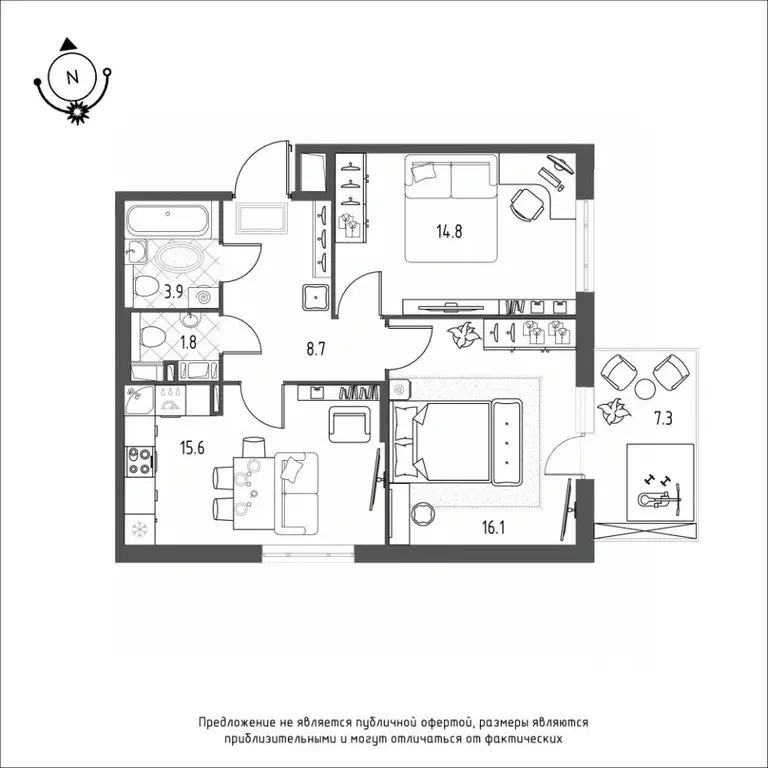 2-к кв. Омская область, Омск Зеленая река мкр, 12 (63.1 м) - Фото 0