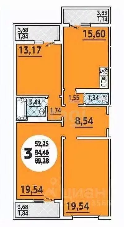 3-к кв. Краснодарский край, Анапа ул. Адмирала Пустошкина, 22к11 (95.0 ... - Фото 2