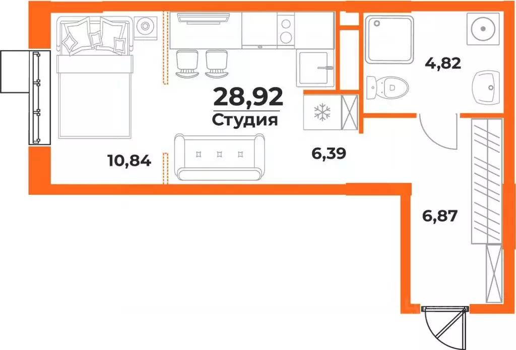 1-к кв. Хабаровский край, Хабаровск Брянский пер. (28.92 м) - Фото 1