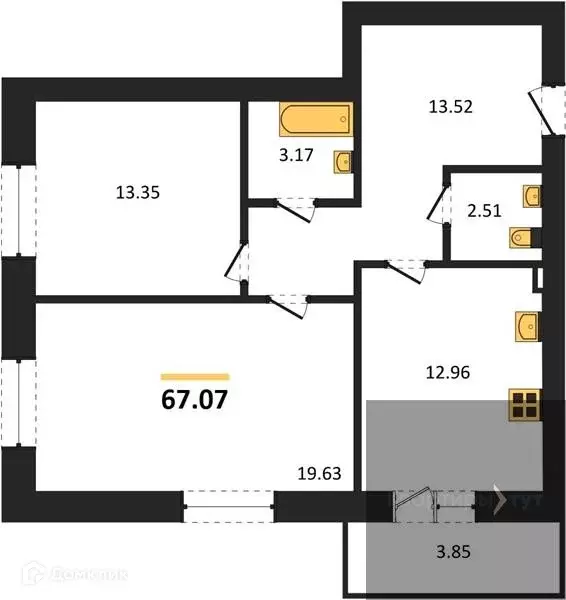 Продаётся 2-к квартира, 67.07 м - Фото 0